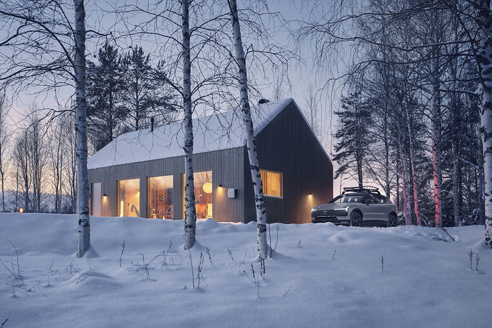 Mit dem Volvo EX30 ins exklusive Winter-Cottage in Lappland